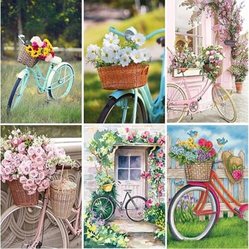 DIY Diamond Painting 5D Scenery Flower Full Drill Square/Round Bicycle Diamond Art Embroidery Cross Stitch Kits Home Decoration