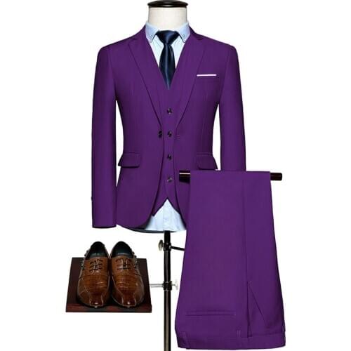 Mens Suit Sets Single Breasted Fashion Tunic Suits Male Slim Fit Formal Black Blazers Jacket and Trousers wedding Suit for Men