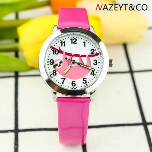 Dropshipping little boys girls cute sloth annimal dial watch children luminous hands dresswatch kids birthday Xams gift clock
