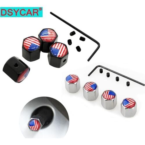 DSYCAR 4Pcs/Set US Flag Style Bike Motorcycle Car Tire Valve Stem Caps For Car/Motorcycle,Air Leakproof