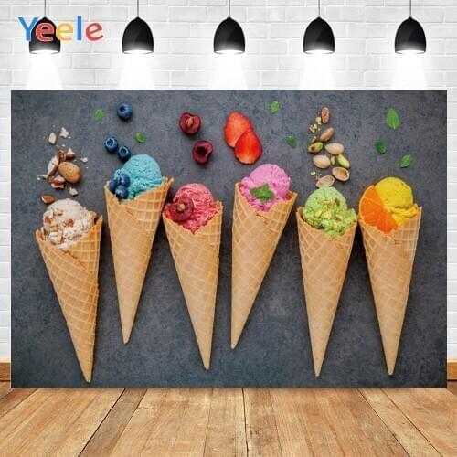 Yeele Black Wooden Board Colorful Ice Cream Dried Fruit Background Photophone Photo Studio Photography for Decor Customized Size