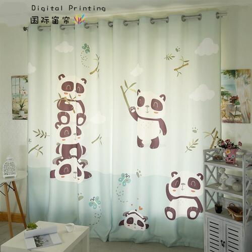 Personal Tailor 2x Grommet Window Drapery Curtain Nursery Kids Children Room Window Dressing Tulle 200x260cm Panda Bamboo