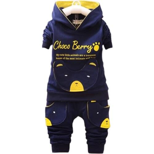 Fashion Pocket Children Boys Girl Cartoon Suits Baby Cotton Hoodies Pants 2Pcs Sets Spring Autumn Clothes Toddler Tracksuits