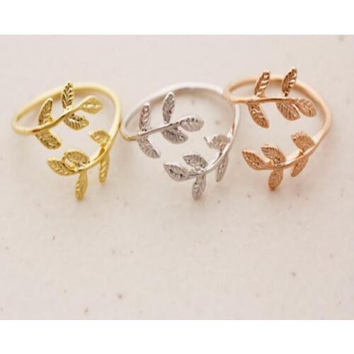 Fashion leaves rings, branches around the opening rings color