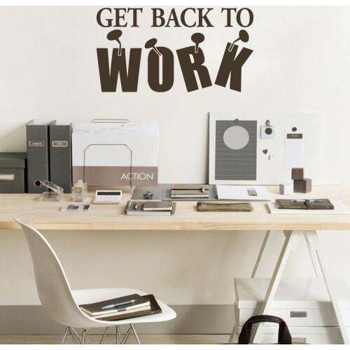 Get Back to Work Wall Decal Inspiration Quote Vinyl Office Room Removable Decor Modern Wall Stickers Study Room Wallpaper Z922