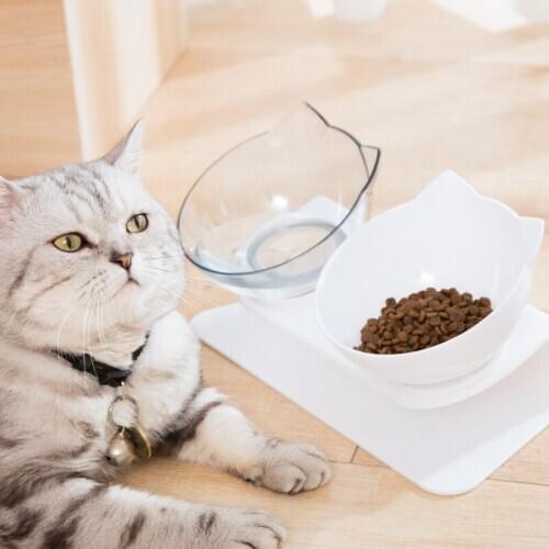 Non-slip Cat Double Bowl Explosive Cat Bowls Dog Bowl Food Bowl With Protection Cervical Transparent Cat