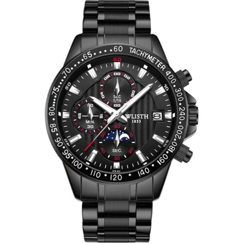 2021 new mens watch stainless steel fashion luminous calendar month display mens quartz sports watch for men