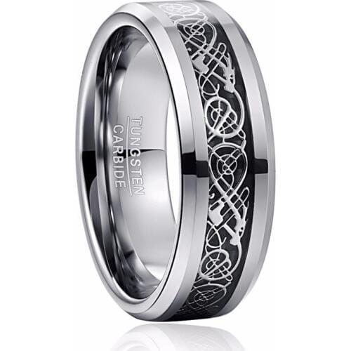 New Bijoux Mans Jewelry Ring Classic Party Wedding Electroplated Inlaid Black Dragon Tungsten Ring