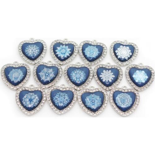 New Arrive 10pcs Mix Random Heart Snowflake Charm Dangle Charms DIY Bracelet Necklace Pendant hanging charm jewelry