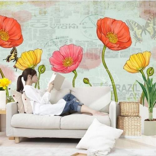 Custom Flowers Wall Papers Vintage 3d Embossed Wallpaper Environment Friendly Great Wall TV Background Living Room Kitchen