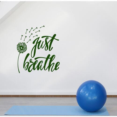 Dandelion Wall Decal Just Breathe Inspiration Words Door Window Vinyl Stickers Yoga Meditation Room Bedroom Interior Decor Q885