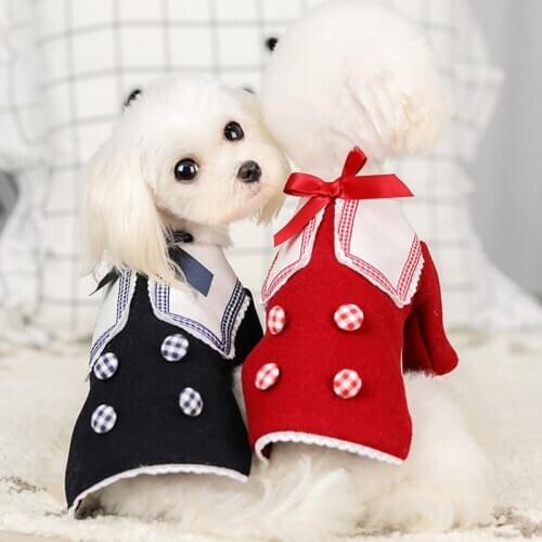 Autumn Winter Warm Dog Woolen Clothes with Bow Puppy Teddy Dogs Doll Collar Jacket Coat Clothing for Small Medium Pet Chihuahua