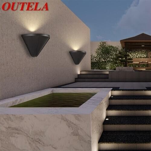 OUTELA Patio Wall Sconce Black Outdoor Wall lights Waterproof Modern Home Decorative For Porch Balcony Courtyard Villa