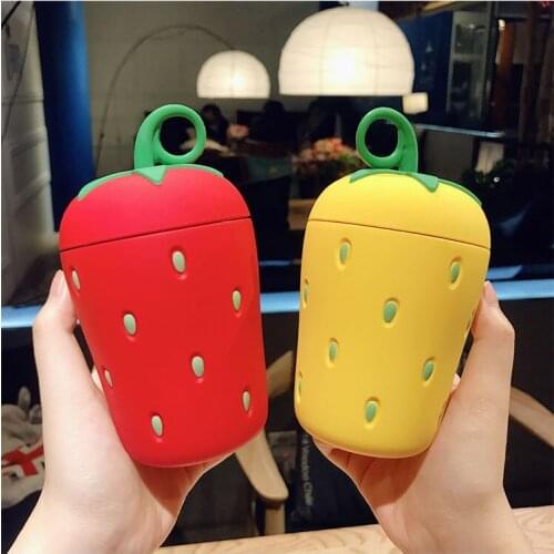 Titok Hot Style Stainless Steel Vacuum Flask Korean Student Couple Creative Cute Strawberry Children Portable Trend Water Cup