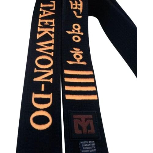 Customize Taekwondo Karate Embroidery Belt Martial Arts Judo 100% Cotton Kyokushin Exquisite Custom Embroidery Black Belt