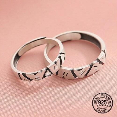 Opening Adjustable S925 Silver Geometry Rings For Women Couple New Trendy Fashion Girlfriend Valentines Day Gift Jewelry INEFFA