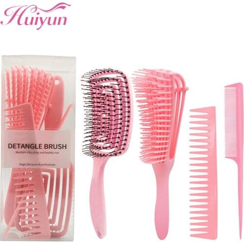 Huiyun Detangling Hair Brush Comb Set Detangler Hairbrush Curly Hair Scalp Massage Care Styling Wet Dry Thick Wavy Barber Tools