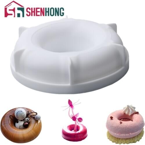 SHENHONG Round Moule Donuts Shape Silicone Cake Mold Kitchen Tool Chocolate Biscuit Mousse Dessert Mould Decorating Tools