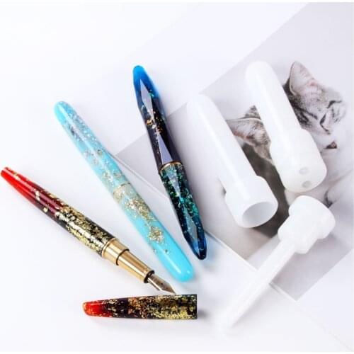 Pen Casting Silicone Mold is Used to Make Epoxy Resin Molds for Resin Molds, Including a Brass Refill and Ink Absorber