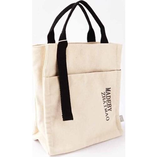 Cute Lunch Bag White Picnic Dinner Container Portable Bento Bag Handbag Thermal Canvas Lunch Bag Tote Handbag Food Storage Bags