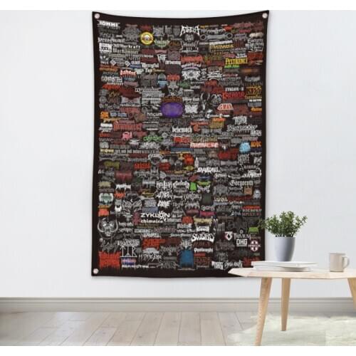 Heavy Metal Music Band Team Logo Cloth Poster Banners Four-Hole Flag Dormitory Bedroom Wall Decoration