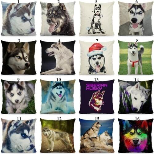XUNYU Cute Siberian Husky Cushion Cover Home Decorative Pillow Case 45x45cm DWG013