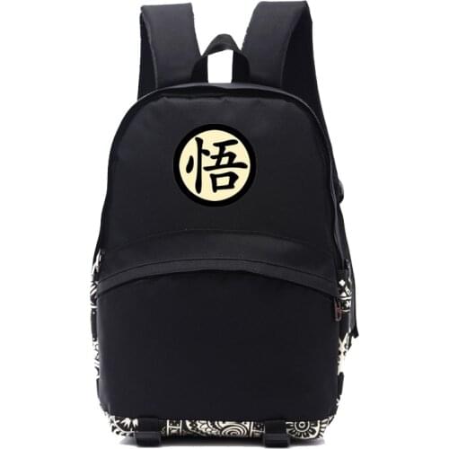 Japanese anime fans backpack Song Goku Master Roshi concept Chinese words printing backpack Anime fans backpack