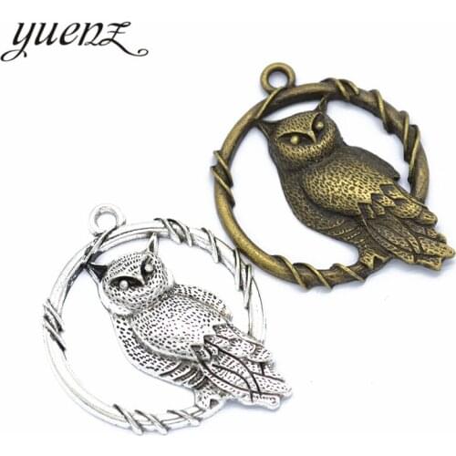 YuenZ 3 pcs Antique Owl Charms Metal Pendants for Jewelry Making DIY Handmade Craft 47*37mm D184