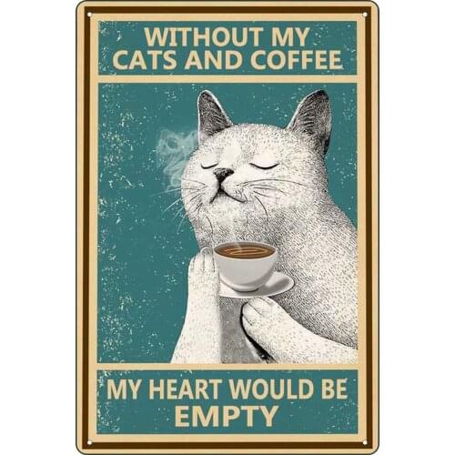 Funny Cat Vintage Metal Tin Sign Aluminum Sign Wall Art Decor Metal Sign Decoration Sign Art Decor Iron Painting 8x12 inch
