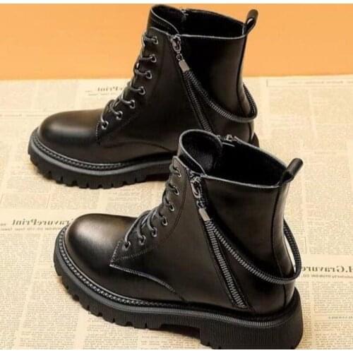 2021 New Fashion Black Women Ankle Boots Zipper Autumn Winter Shoes Women Female Platform Booties Casual Hot Selling