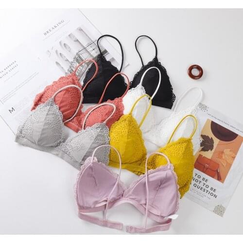 Shoulder Strap Lace Underwear Womens Bra Top Wireless Push Up Tube Tops Backless Bralette Female Sexy Crop Top Brassiere 2022