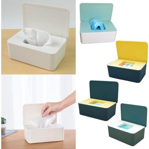 1Pc Multifunctional Tissue Box Storage Case Baby Wet Wipe Dispenser Flip Cover Dustproof Storage Box for Home Bedroom Office Car