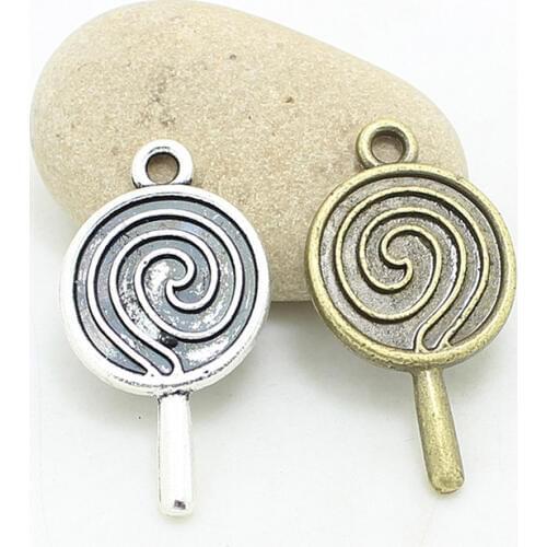 50pcs 14*26mm Vintage two color lollipop charms metal pendants for diy bracelets and necklace jewelry accessories D1101