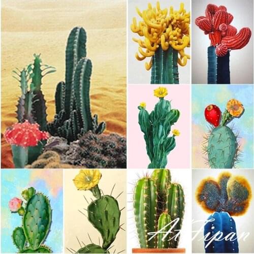 5D DIY Diamond Painting Cactus Diamond Embroidery Scenery Cross Stitch Full Square Round Drill Crafts Manual Art Gift Home Decor