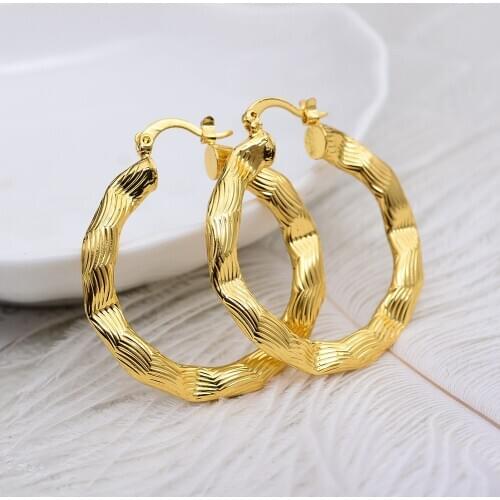 Annayoyo Jewelry 24K Africa Earrings for Women Gold Color Earrings Girl Jewelry Arab Middle East Gift