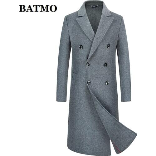 BATMO new arrival winter high quality 70% wool long trench coat men,mens wool casual jackets,plus-size M-3XL 338