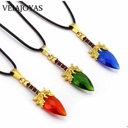 High Quality Game Dota2 Aghanims Scepter Necklace Blue Red Green Scepter Crystal Pendant Dota Charm Keychain Gift for Women Men