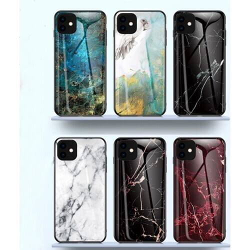Phone case for 11Pro MAX Tempered Glass Shell Applicable for Apple 6S Marble Phone Case 7/8 Shatter-Resistant Protective Sleeve