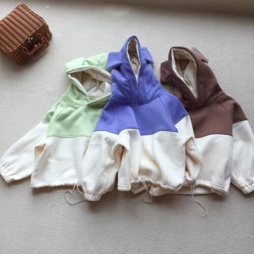 Childrens Clothing 2020 Autumn Winter Toddler Kids Hoodies Fashion Casual Loose Color Matching Hooded Sweatshirt for Boys Girls