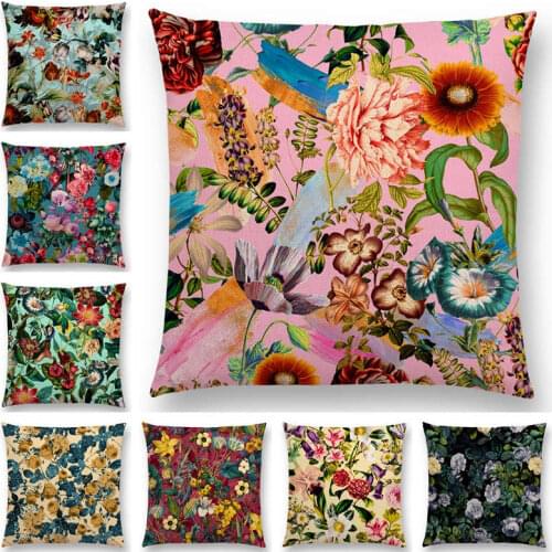Hot Sale Exotic Garden Summer Natural Flowers Leaf Botanical Tropical Jungle Cushion Cover Car Home Decor Sofa Throw Pillow Case