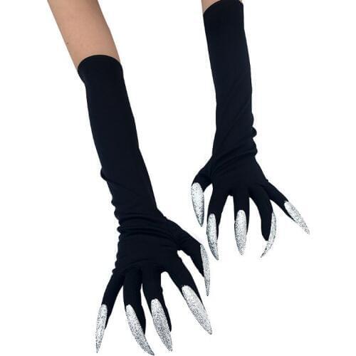 HOT Halloween long nails ghost gloves hollowen cosplay long performance performance props clothes paw gloves terror gift