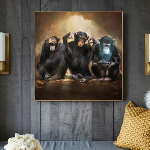 RELIABLI ART 3 Monkeys Poster Cool Graffiti Street Art Canvas Painting Wall Art For Living Room Home Decor Posters And Prints