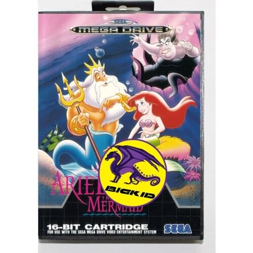 Ariel The Little Mermaid 16bit MD Game Card For Sega Mega Drive/ Genesis with Retail Box