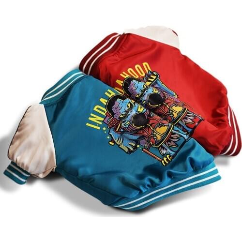 Dog Costume Winter Warm Clothes for Pets Devil Pattern French Bulldog Coat Cotton Dog Jacket Baseball Puppy Clothes Fashion