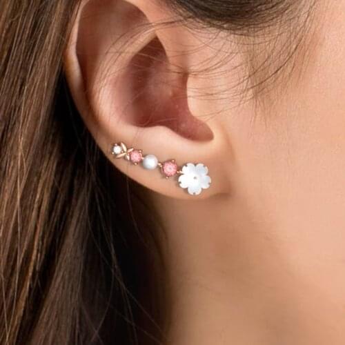 Trendy Butterfly Flowers Crystal Earrings For Women Romantic Charm Pearls Rose gold Earrings Jewelry Gift Brincos Bijoux 2021