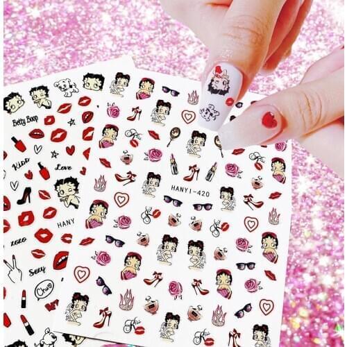 Cartoon girl series 3D Back glue Nail decal Nail sticker Nail decoration Nail art Nail tool Nail ornament HL51