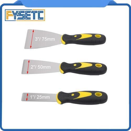 1 Set 3 in 1 Removal Tools Kit Putty Knife 1" 2" 3" Set Stainless Steel Putty Scrapers Tool for 3D Printer Heated Bed Platforms
