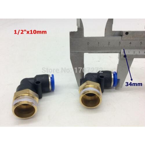 Free shipping 10mm 1/2 inch threaded elbow pu hose connector 90 degree nylon pipe joint pneumatic air fitting,copper fitting