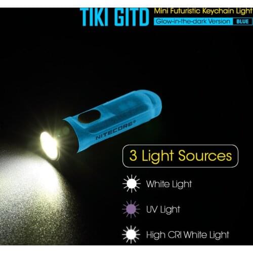 NITECORE TIKI GITD BLUE TIKI LE 300 Lumens MINI futuristic keychain light USB Rechargeable