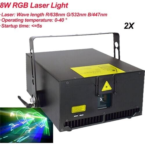 2Pcs/Lot High Quality Night Light 8W RGB Animation Laser Lights DJ Disco Party Music Laser Stage Lighting Effect Projector Light